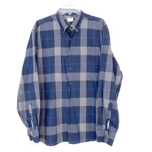 J. Crew Gray Blue Plaid Long Sleeve Button Down Sz L